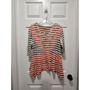 Live And Let Live Womens Top Size Large Tie Dye‎ Striped Embellished Sharkbite